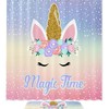 Waterproof Fabric and Enchanting Magic Unicorn with Moon Flower Shower Curtain for Your Bathroom. 