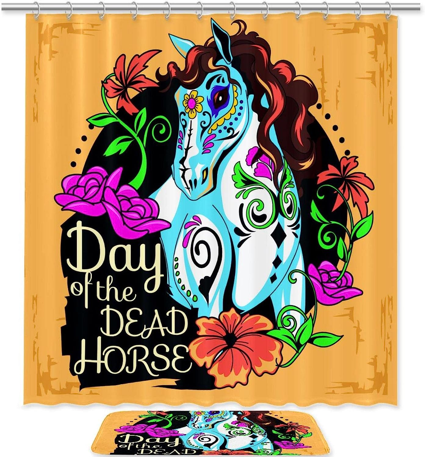 Waterproof Floral Horse Shower Curtain For A Stylish And Practical Bath
