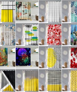 Waterproof Flower Stripes Bath Curtains Decor Gift, Fabric Shower Curtain For Your Bathtub Decoration