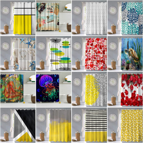 Waterproof Flower Stripes Bath Curtains Decor Gift, Fabric Shower Curtain For Your Bathtub Decoration