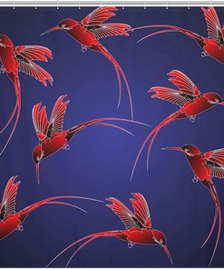 Waterproof Flying Hummingbird Bath Curtain - Decorative Shower Curtain For Your Bathroom Showers And Bathtubs