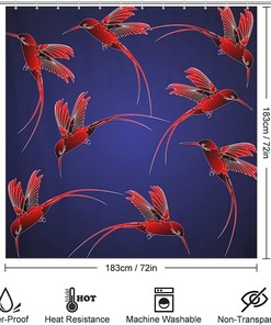 Waterproof Flying Hummingbird Bath Curtain - Decorative Shower Curtain For Your Bathroom Showers And Bathtubs