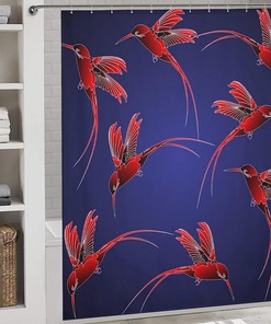 Waterproof Flying Hummingbird Bath Curtain - Decorative Shower Curtain For Your Bathroom Showers And Bathtubs