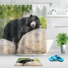 Waterproof Forest Animals Shower Curtain For Bathroom Decor, Featuring Funny Sleeping Bear Print