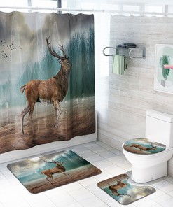 Waterproof Forest Elk Reindeer Shower Curtain For Nature Lovers - Forest Elk Reindeer Waterproof