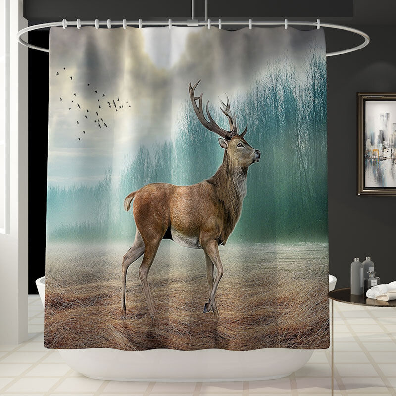Waterproof Forest Elk Reindeer Shower Curtain For Nature Lovers - Forest Elk Reindeer Waterproof
