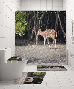 Waterproof Forest Elk Shower Curtain For Nature Lovers - Forest Elk Waterproof