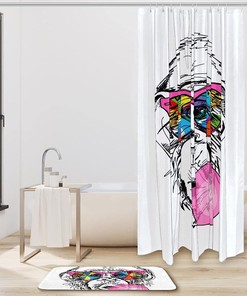 Waterproof Funny Monkey Bathroom Curtain Unique Print Shower Curtain