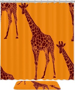 Waterproof Giraffe Shower Curtain With Bathroom Decors, Unique Design