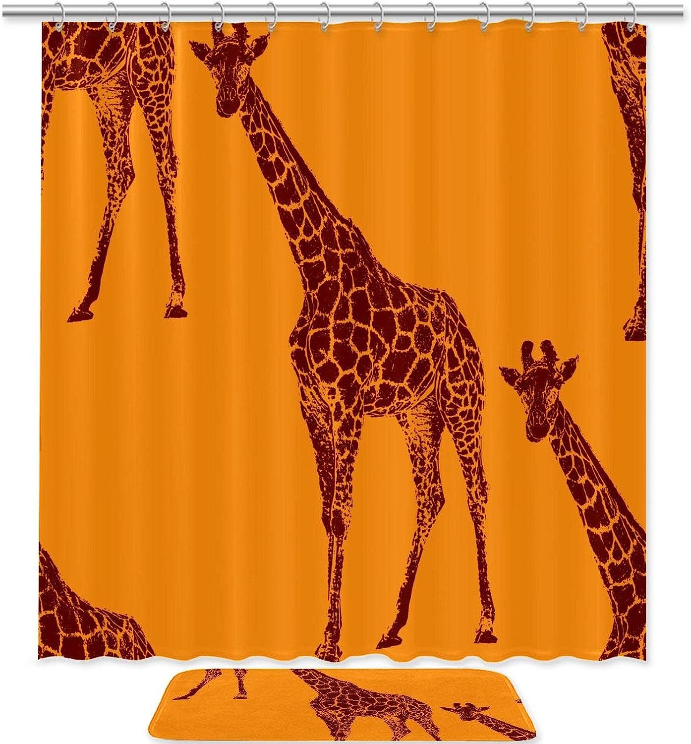 Waterproof Giraffe Shower Curtain With Bathroom Decors, Unique Design