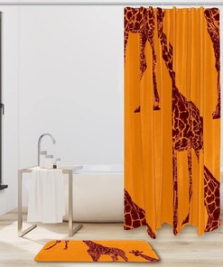 Waterproof Giraffe Shower Curtain With Bathroom Decors, Unique Design