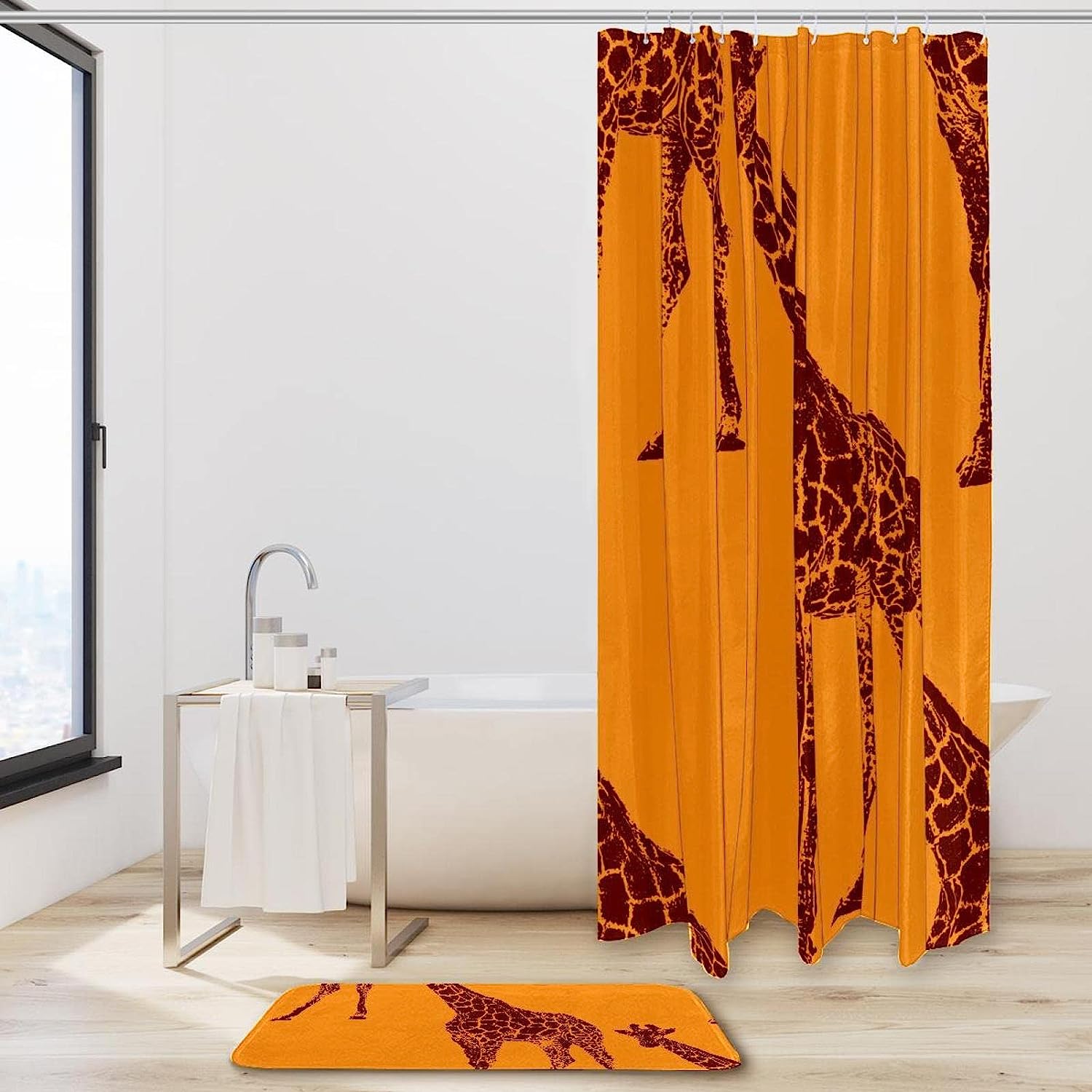 Waterproof Giraffe Shower Curtain With Bathroom Decors, Unique Design