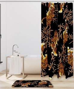 Waterproof Golden Tiger Shower Curtain For Bathroom Decor - Featuring A Majestic Tiger