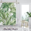 Waterproof Green Tropical Plants Design Bathtubs Curtain for Refreshing Bathroom Decor 