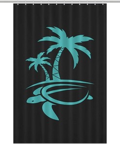 Waterproof Hawaii Palm Tree And Sea Turtle Bath Shower Curtain