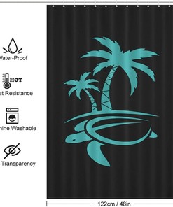 Waterproof Hawaii Palm Tree And Sea Turtle Bath Shower Curtain