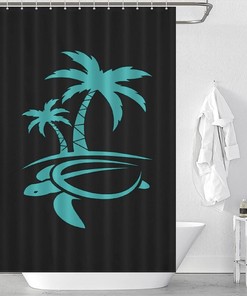 Waterproof Hawaii Palm Tree And Sea Turtle Bath Shower Curtain