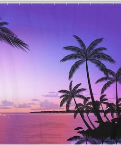 Waterproof Hawaii Palm Trees Shower Curtain For Bathroom Decoration