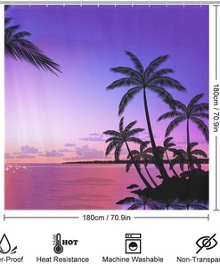 Waterproof Hawaii Palm Trees Shower Curtain For Bathroom Decoration