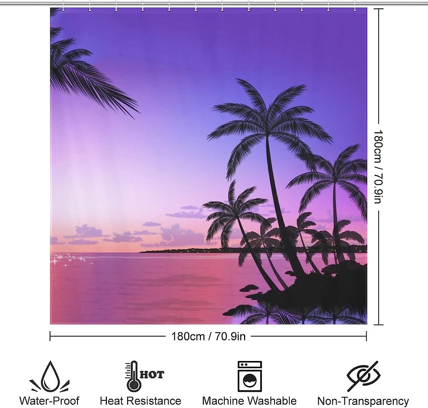 Waterproof Hawaii Palm Trees Shower Curtain For Bathroom Decoration