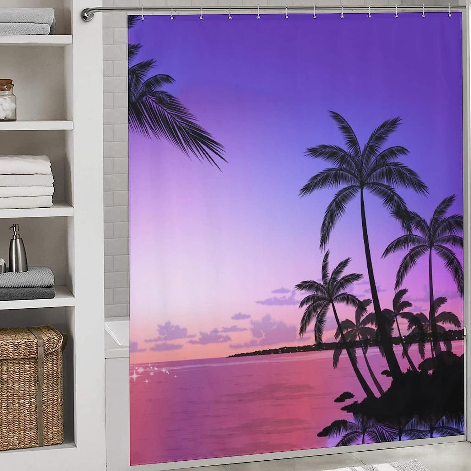 Waterproof Hawaii Palm Trees Shower Curtain For Bathroom Decoration