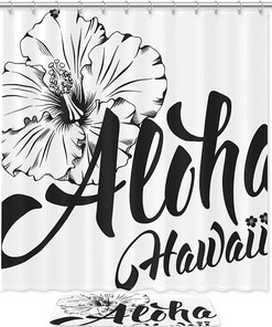 Waterproof Hawaiian Language Greeting Shower Curtain For Bathroom