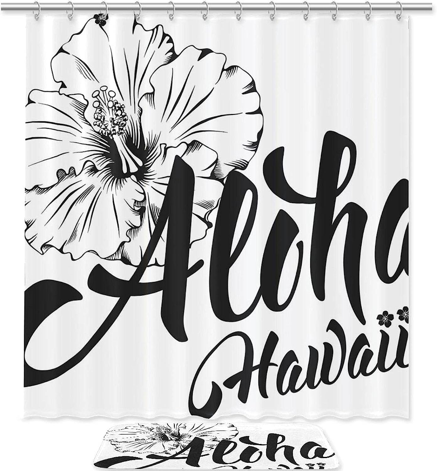 Waterproof Hawaiian Language Greeting Shower Curtain For Bathroom