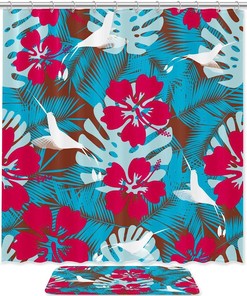 Waterproof Hawaiian Plumeria Shower Curtain For Bathroom