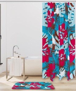 Waterproof Hawaiian Plumeria Shower Curtain For Bathroom