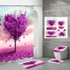 Waterproof Heart Shaped Maple Leaf Shower Curtain For Chic Bathroom