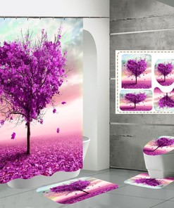Waterproof Heart Shaped Maple Leaf Shower Curtain For Chic Bathroom