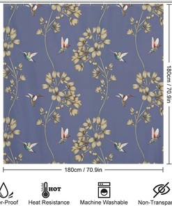 Waterproof Hummingbird Shower Curtain For Bathroom Decoration