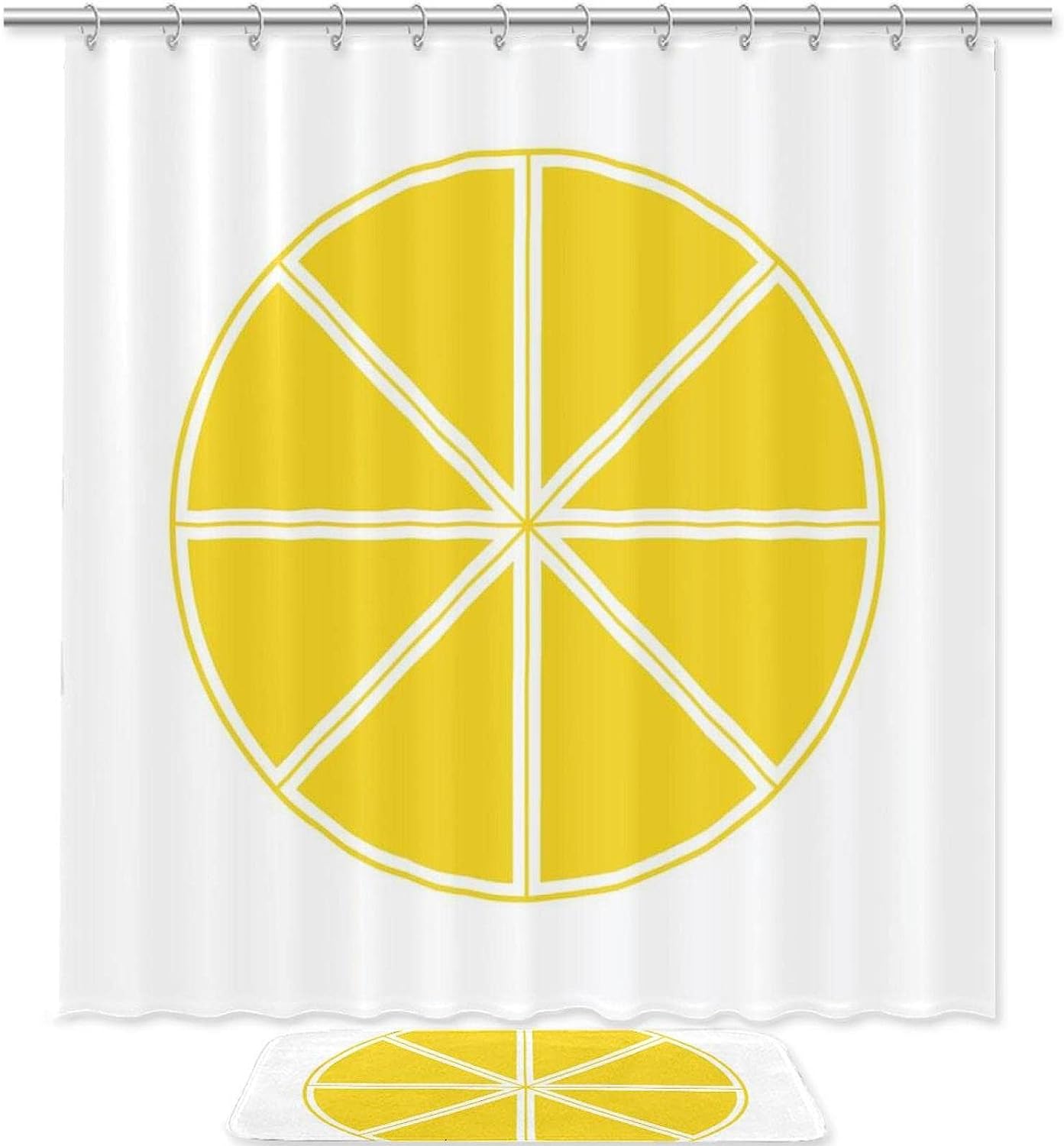Waterproof Lemon Pattern Shower Curtain - Fresh Bathroom Curtain Decor