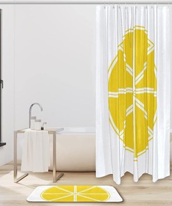 Waterproof Lemon Pattern Shower Curtain - Fresh Bathroom Curtain Decor