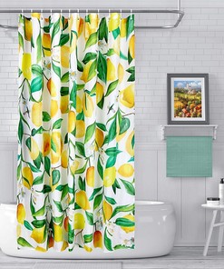 Waterproof Lemon Print Shower Curtain Fabric For Your Bathroom