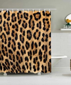 Waterproof Leopard Print Bath Shower Curtain, Practical Bathroom Decor