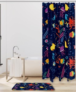 Waterproof Lighthouse Pirate Ship Shower Curtain - Ocean Theme Bathroom Curtain for Multi-Size Bathrooms