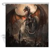Waterproof Medieval Black Dragon Fabric Shower Curtain for Anime Bath Decor