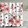 Waterproof Modern Fabric Bathroom Shower Curtain with Red and White Rose Flowers