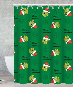 Waterproof Modern Fabric Merry Christmas Shower Curtain - Festive Bathroom Decor