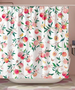 Waterproof Modern Fabric Peach Shower Curtain for Ideal Bathroom