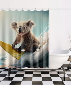 Waterproof Modern Shower Curtain with Oso Koala Design 