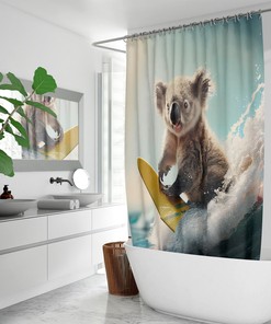 Waterproof Modern Shower Curtain with Oso Koala Design
