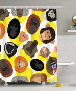 Waterproof Monkey's Mask Shower Curtain Set