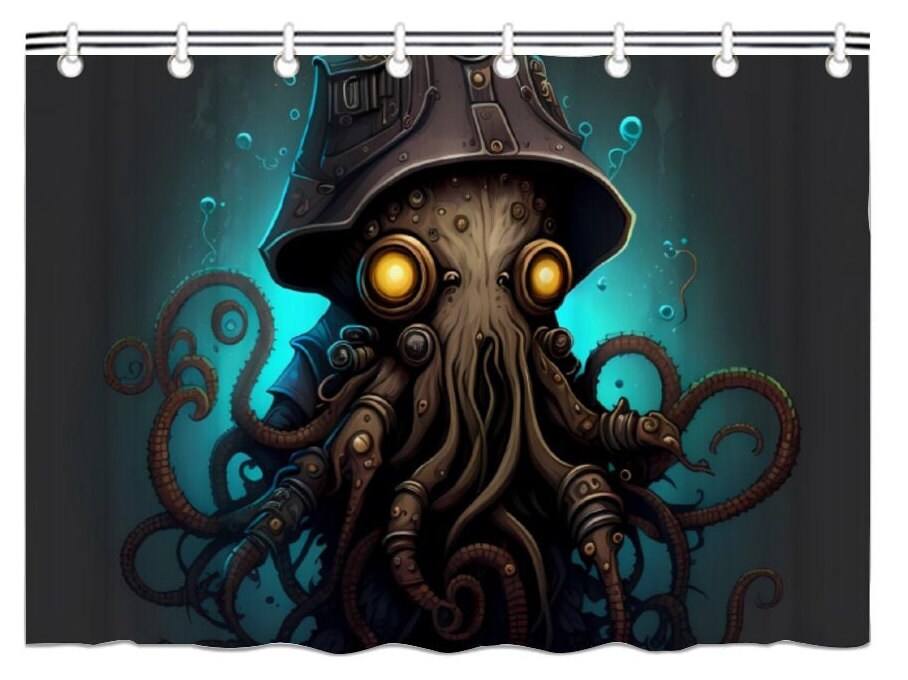 Waterproof Monster Shower Curtain with Nautical Bathroom Decor - Durable Fabric for Bathroom Showers and Bathtubs