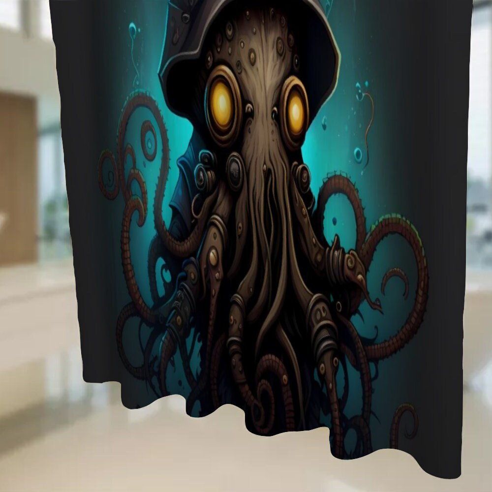 Waterproof Monster Shower Curtain with Nautical Bathroom Decor - Durable Fabric for Bathroom Showers and Bathtubs