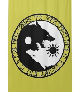 Waterproof Norse Mythology Runes Shower Curtain Home Decor Odin Viking Age Wolf