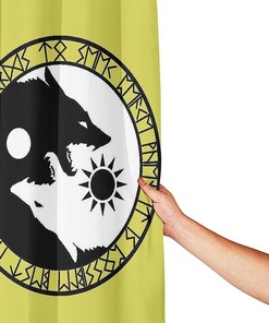 Waterproof Norse Mythology Runes Shower Curtain Home Decor Odin Viking Age Wolf