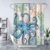 Waterproof Octopus Series Pattern Shower Curtain, Anti-Mold Fabric Bathroom Decor