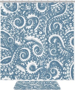 Waterproof Octopus Tentacles Shower Curtain Nautical Fabric Bathroom Decor
